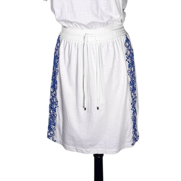 Ralph Lauren Women's Dress White Blue Embroidered Elastic Waist Beach Summer S - Picture 8 of 10